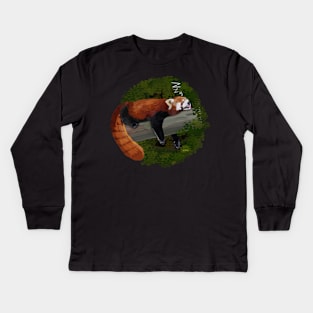 Sleepy Red Panda Kids Long Sleeve T-Shirt